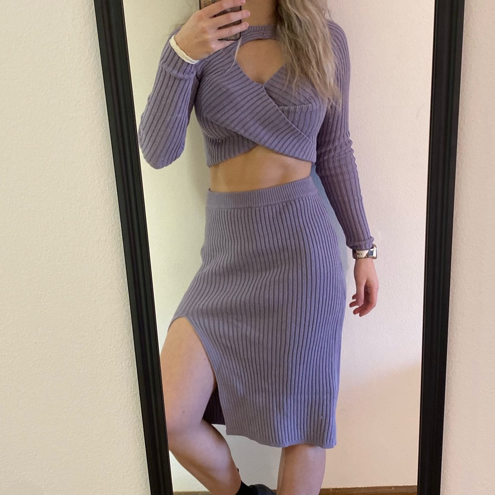 Purple knit two piece